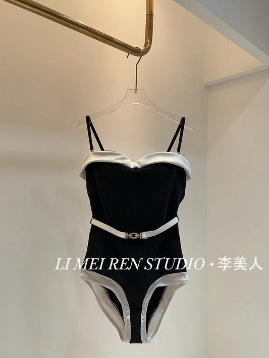 Nuevo traje de baño de una pieza de camisola de punto de lujo para mujer