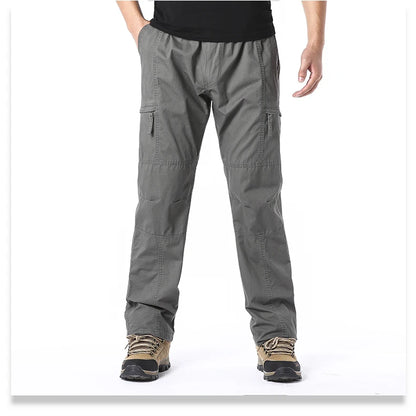 Pantalones cargo de algodón de alta calidad para hombre, pantalones tácticos informales con múltiples bolsillos para primavera y otoño, para acampar al aire libre, senderismo y trabajo.