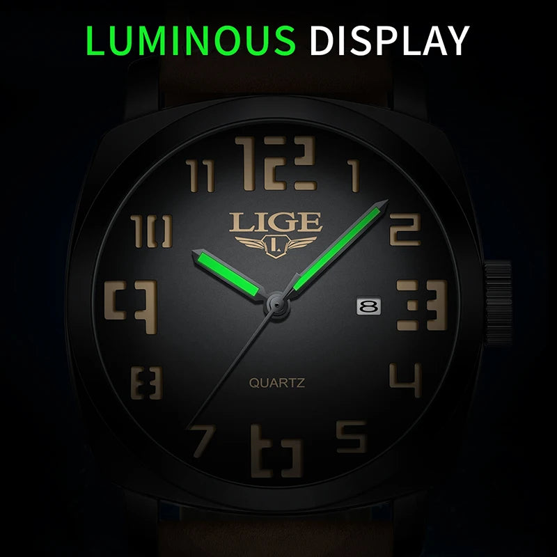 Reloj de hombre LIGE 2025, moda, negocios, casual, cuarzo, resistente al agua 30M, luminoso, fecha, lujo, relojes de pulsera, Reloj Hombre.