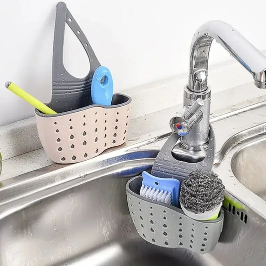 Cesta de drenaje para almacenamiento en el hogar, soporte para fregadero de cocina, estante ajustable para esponja y jabón, cesta de drenaje colgante, bolsa, accesorios de cocina