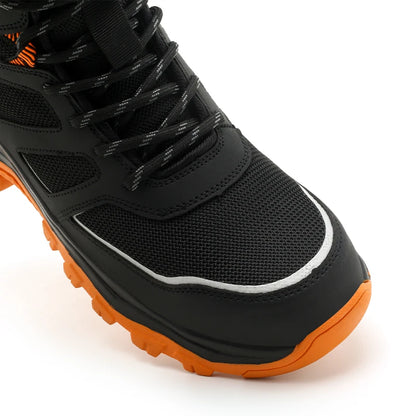 Zapatos de seguridad para hombre, antideslizantes, antiperforación, antiaplastamiento, con puntera de acero, botas de trabajo de caña alta, para taller de forja.