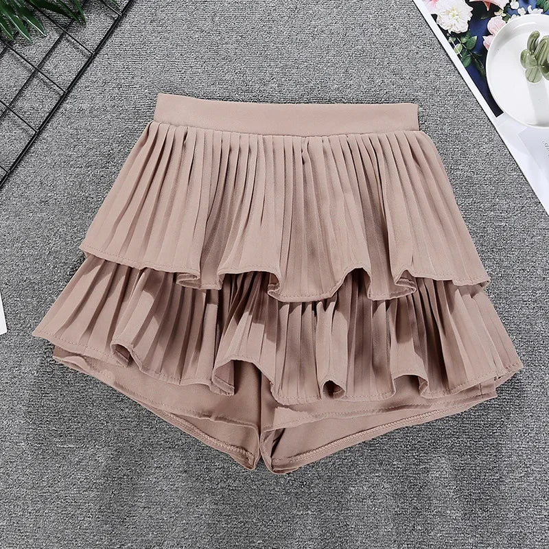Minifalda con volantes escalonados, cintura alta, capas sueltas, falda corta de gasa, verano primavera, para mujer, atuendo suave de chica hada