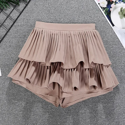 Minifalda con volantes escalonados, cintura alta, capas sueltas, falda corta de gasa, verano primavera, para mujer, atuendo suave de chica hada