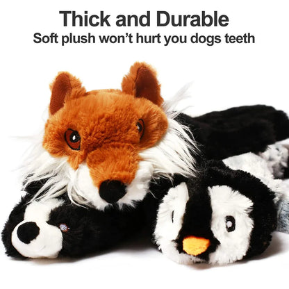 Divertido juguete de imitación de animal sin relleno para perros con chirriadores, duradero, de peluche sin relleno, con sonido chirriante, para masticar y arrugar.