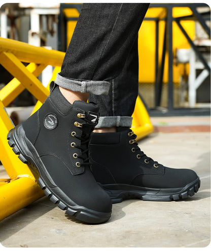 Botas de seguridad de caña alta para hombre, zapatos de seguridad impermeables con punta de acero, zapatos de soldador para construcción, zapatos de trabajo protectores, talla 47 48