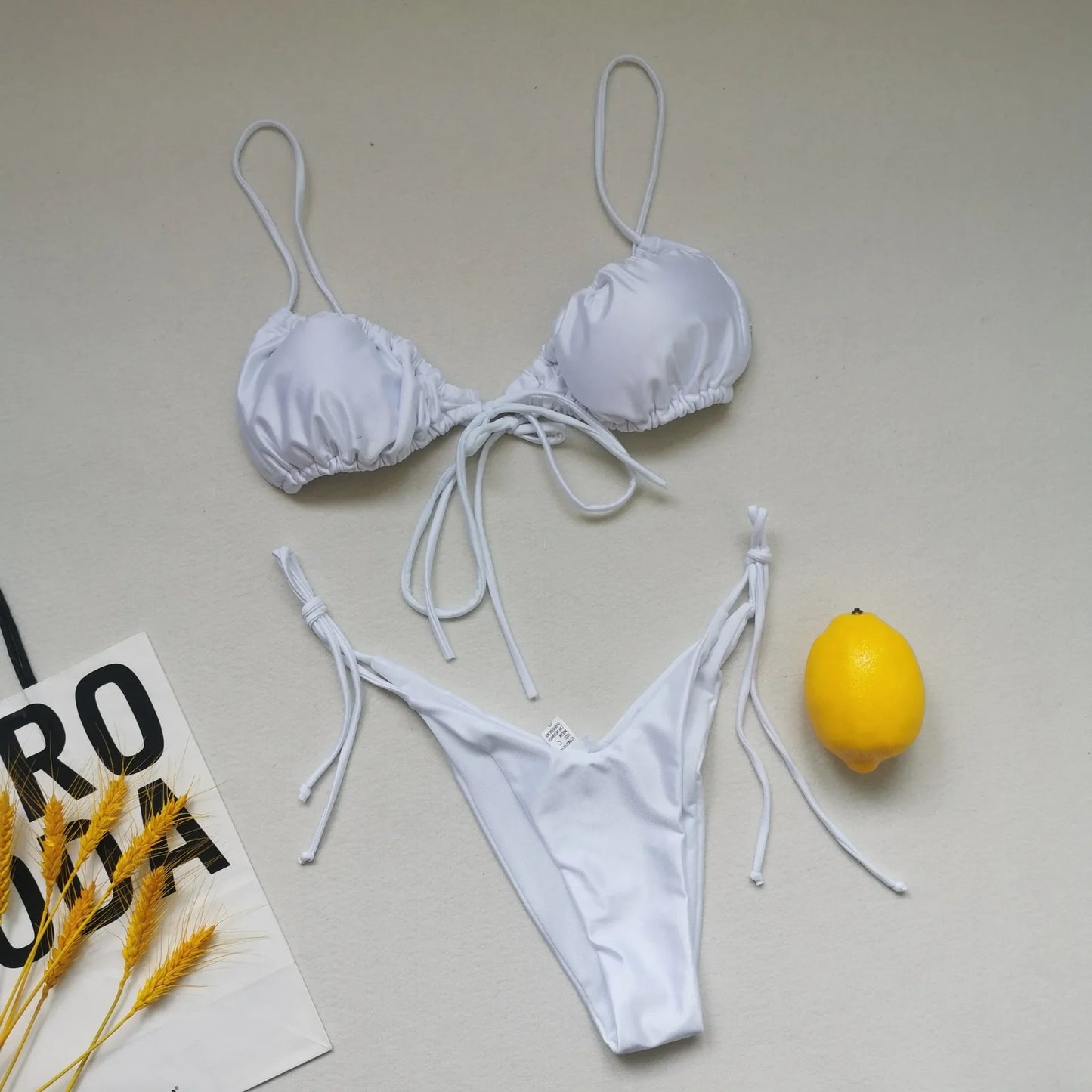 Bikini sexy de 21 colores para mujer, traje de baño liso con estampado floral de leopardo, conjunto de bikini de playa con tirantes y vendaje