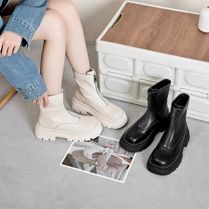 AIYUQI Women Chelsea Boots Genuine Leather 2025 New Warm Winter Boots Women Non Slip British Style Front Zipper Women Booties