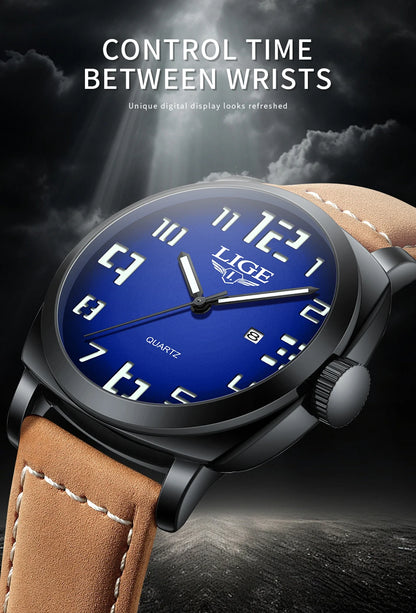 Reloj de hombre LIGE 2025, moda, negocios, casual, cuarzo, resistente al agua 30M, luminoso, fecha, lujo, relojes de pulsera, Reloj Hombre.