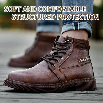 Botas de seguridad de trabajo para hombre, con puntera de acero de tamaño completo, a la moda, antirotura, zapatillas de trabajo, zapatos de seguridad indestructibles para hombre.