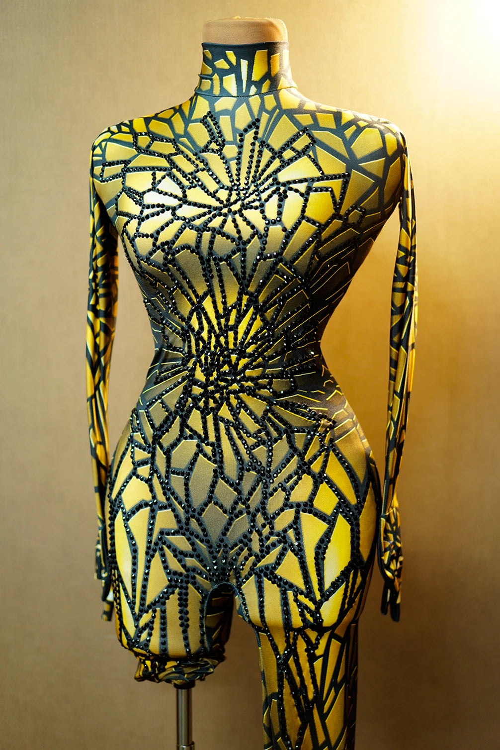 Mono con brillantes y diamantes de imitación para mujer, sexy, elástico, para baile, fiesta, cantante, escenario, cumpleaños, disfraces de Drag Queen Posui 7G