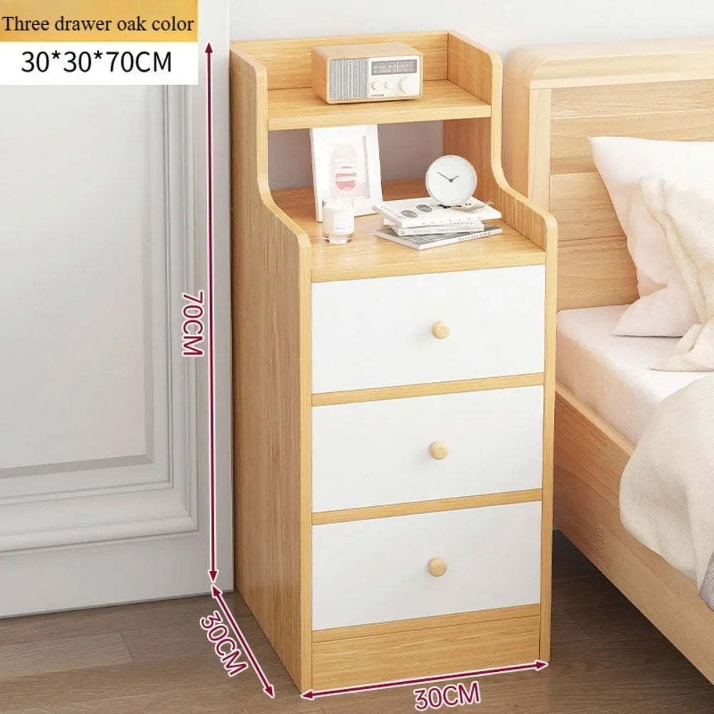Mesita de noche para dormitorio, pequeña estantería de almacenamiento sencilla, armario de almacenamiento moderno de alta capacidad, armarios de almacenamiento multicapa