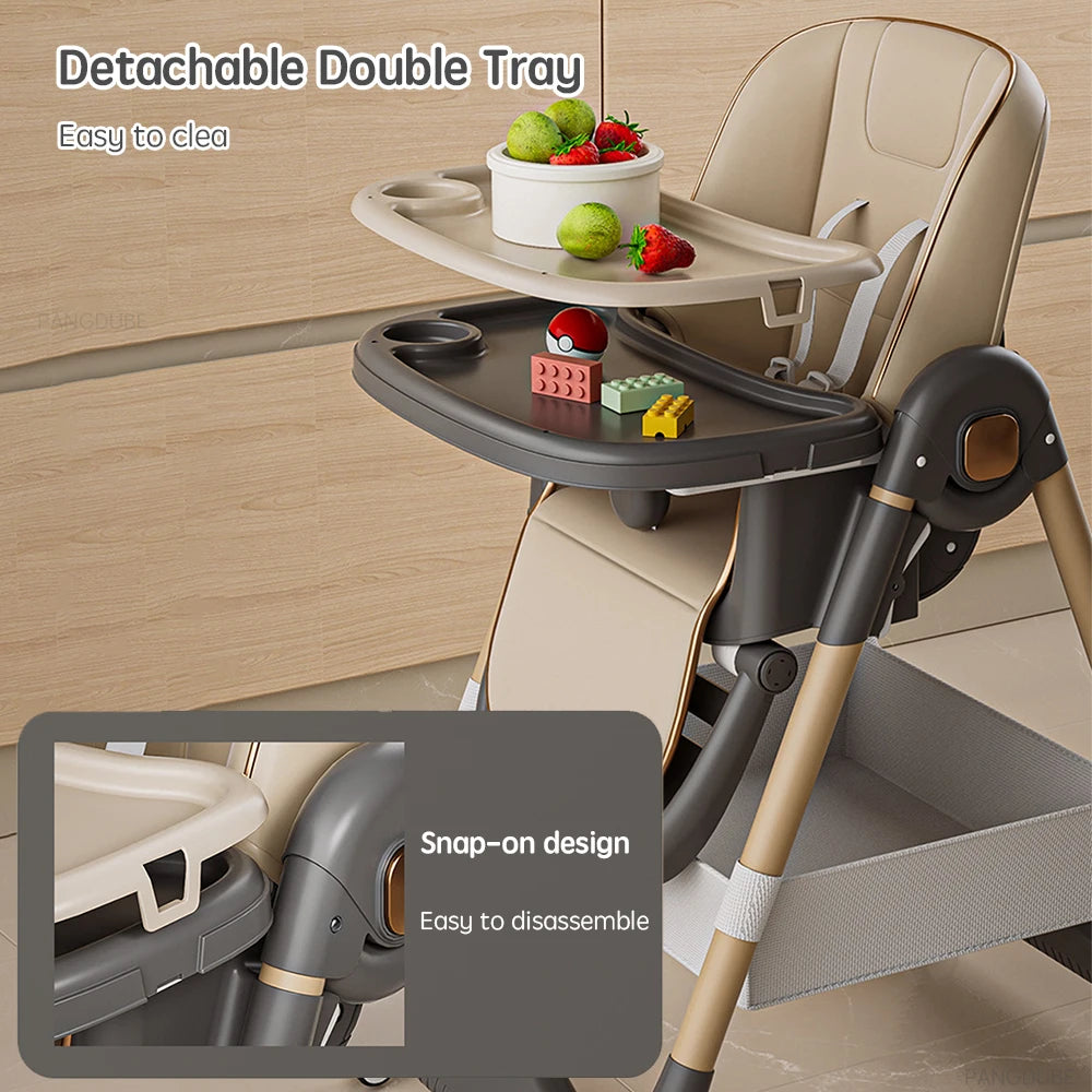 Silla alta para comer PANGDUBE, reclinable, plegable y elevable, con ruedas, para bebés