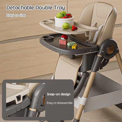 Silla alta para comer PANGDUBE, reclinable, plegable y elevable, con ruedas, para bebés