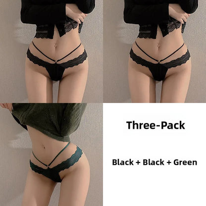 Bragas de cintura baja para mujer, sexys, deportivas, de seda helada, con encaje fino, ropa interior moderna