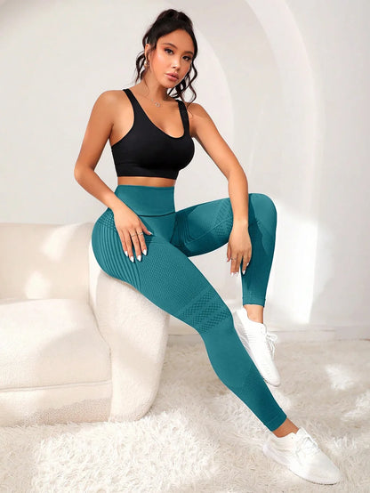 Pantalones deportivos ajustados con líneas sensuales que levantan los glúteos, pantalones elásticos de cintura alta para mujer, pantalones de fitness para correr y yoga.