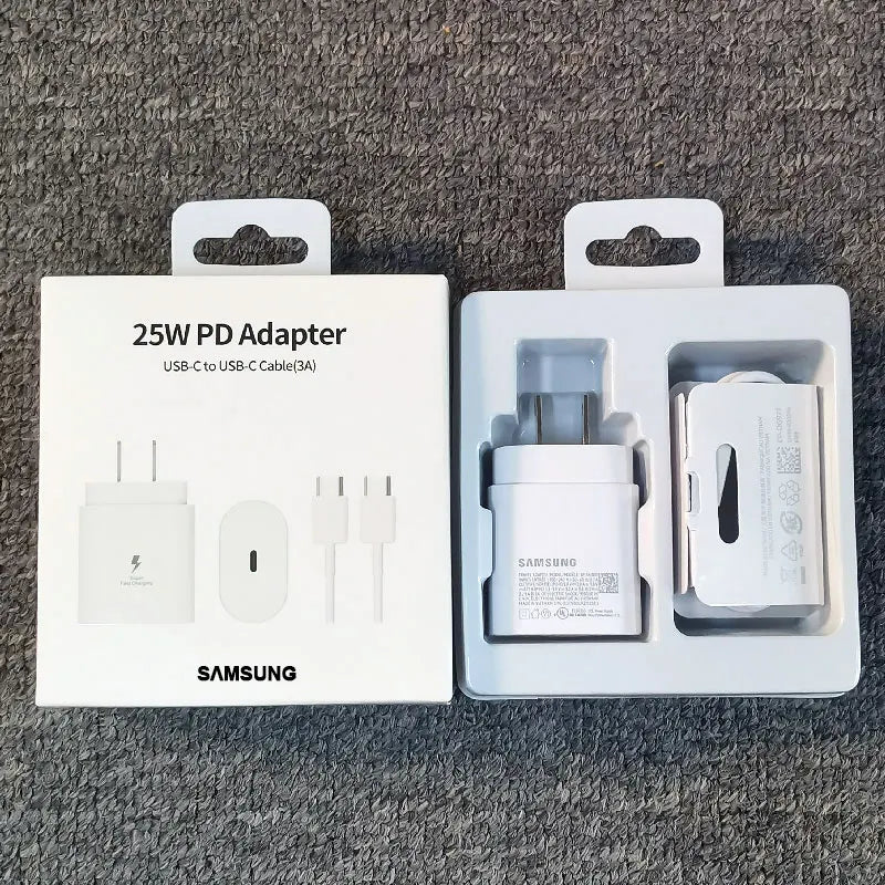 Cargador de 25 W con enchufe estadounidense para Samsung, adaptador de carga súper rápida para Galaxy S24, S23, S22, S21, S20 Ultra, Z Flip Fold, 6, 5, 4, 3, 2, A55, A35 y A25.