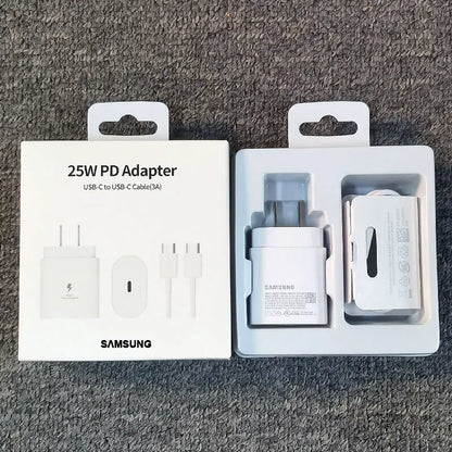 Cargador de 25 W con enchufe estadounidense para Samsung, adaptador de carga súper rápida para Galaxy S24, S23, S22, S21, S20 Ultra, Z Flip Fold, 6, 5, 4, 3, 2, A55, A35 y A25.