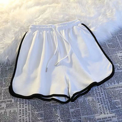 Pantalones cortos deportivos a rayas para mujer, moda coreana, minipantalones cortos casuales, pantalones cortos sencillos de verano, pantalones cortos holgados de pierna ancha para mujer, nuevos