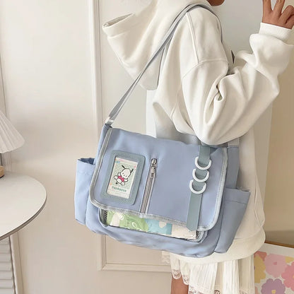 Nuevo bolso bandolera informal de nailon de estilo universitario, de gran capacidad, para estudiantes, estudiantes, estudiantes, estudiantes, estudiantes, tendencia de viaje, con un solo hombro inclinado.