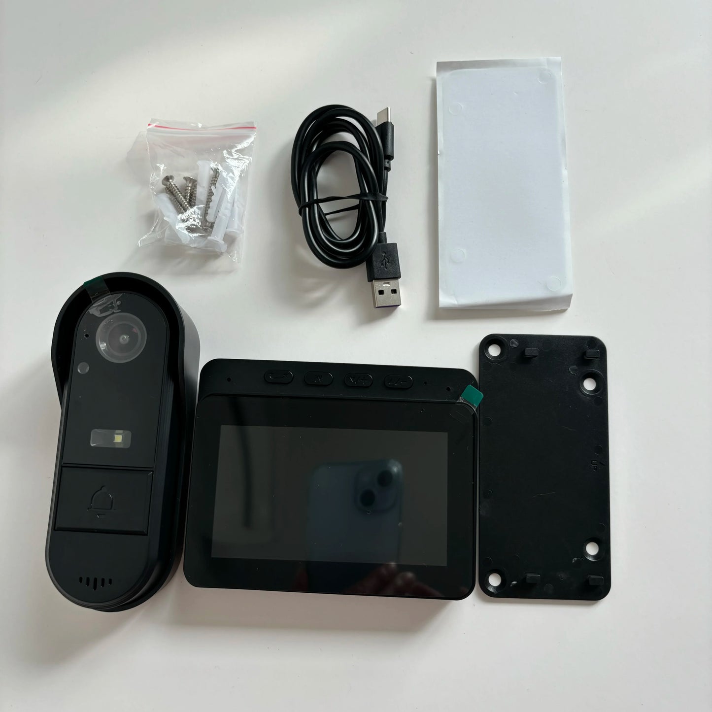 Timbre con videoportero inalámbrico, visión nocturna HD, pantalla IPS de 4,3 pulgadas, resistente al agua, cámara de timbre con vídeo para seguridad inteligente del hogar.