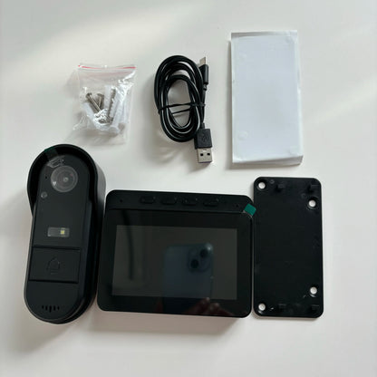 Timbre con videoportero inalámbrico, visión nocturna HD, pantalla IPS de 4,3 pulgadas, resistente al agua, cámara de timbre con vídeo para seguridad inteligente del hogar.