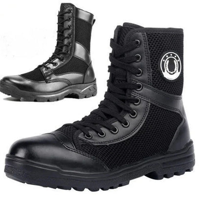 Botas Martin finas de verano para hombre, botas de trabajo de malla transpirable de caña alta, zapatos de seguridad para escalada de montaña, ligeras y cómodas