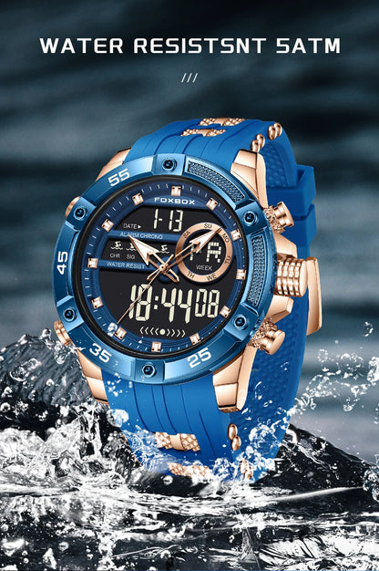 Nuevo reloj de pulsera de cuarzo original de lujo de la marca FOXBOX para hombre, reloj analógico digital resistente al agua de estilo militar a la moda para hombre