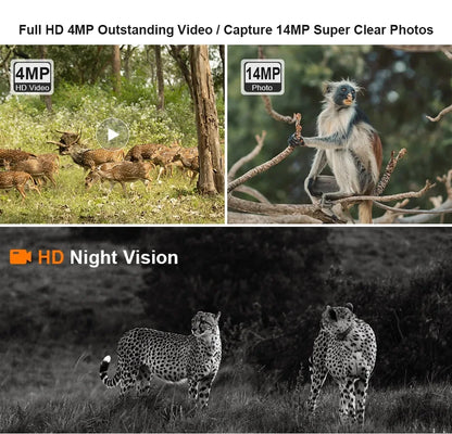 Cámara de rastreo 4G LTE con energía solar, 4MP, PIR, visión nocturna activada por movimiento, inalámbrica, celular, para caza de fauna silvestre Ucon