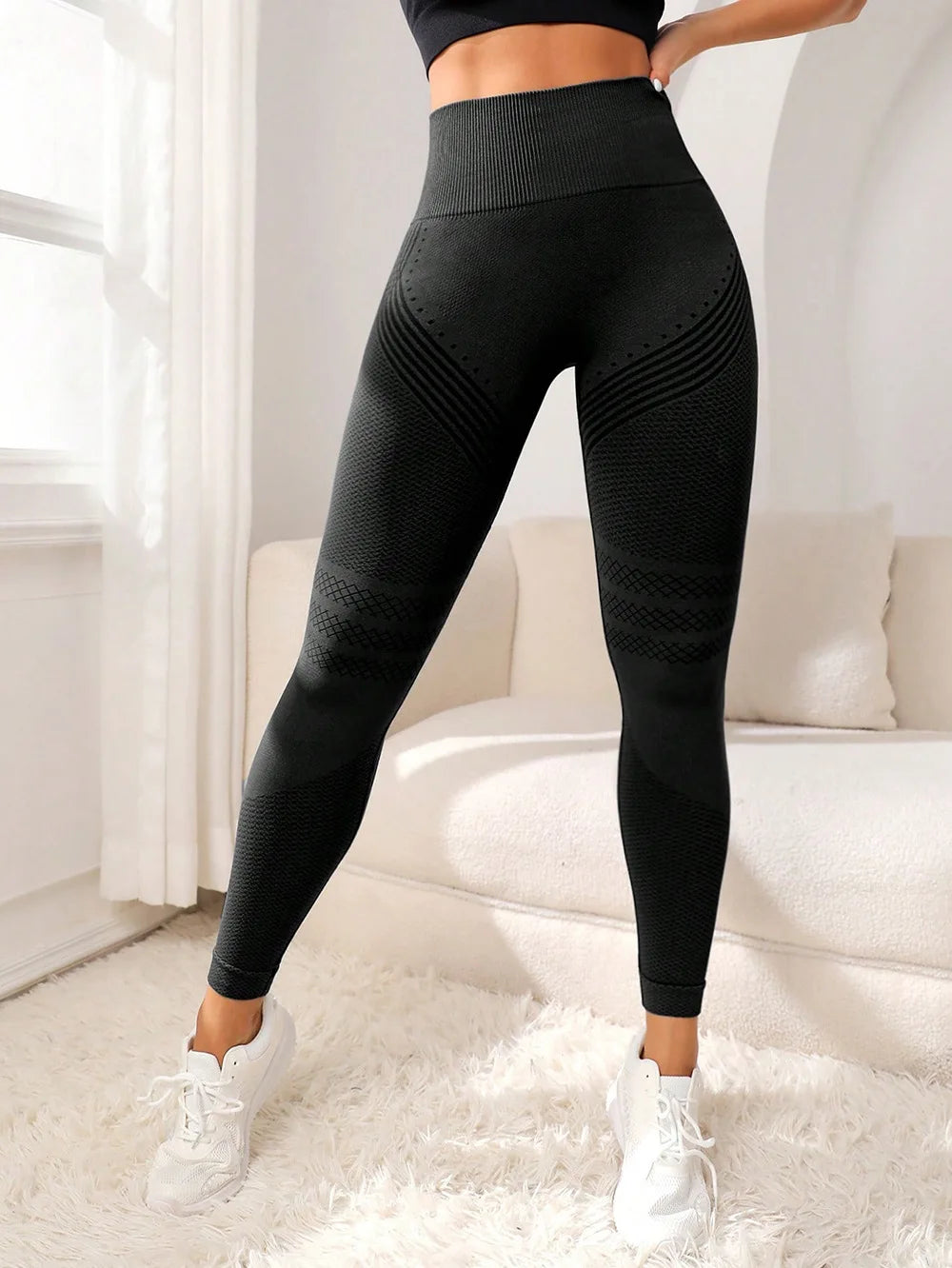 Pantalones deportivos ajustados con líneas sensuales que levantan los glúteos, pantalones elásticos de cintura alta para mujer, pantalones de fitness para correr y yoga.