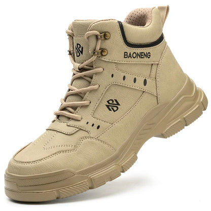 Botas de seguridad de caña alta para hombre, con puntera de acero y protección antipinchazos. Calzado de trabajo resistente y protector para la construcción.