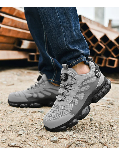 Zapatos de seguridad con puntera de acero LARNMERN para hombre y mujer, anchos, ligeros, cómodos, tipo tenis, de trabajo, coloridos.