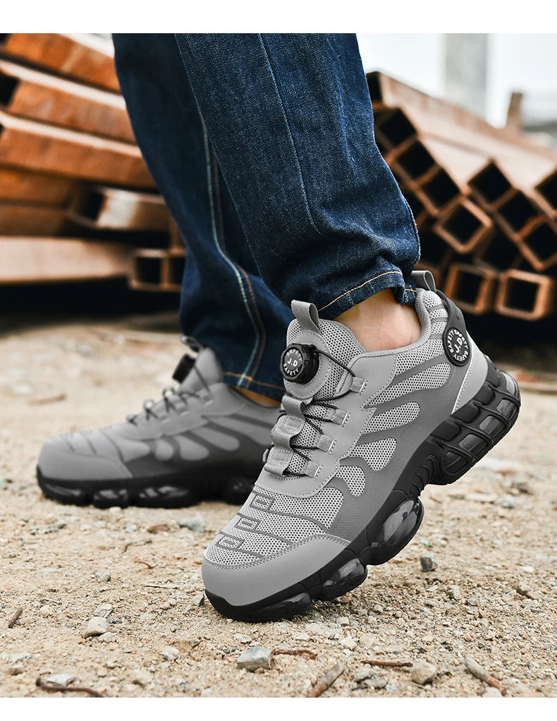 Zapatos de seguridad con puntera de acero LARNMERN para hombre y mujer, anchos, ligeros, cómodos, tipo tenis, de trabajo, coloridos.