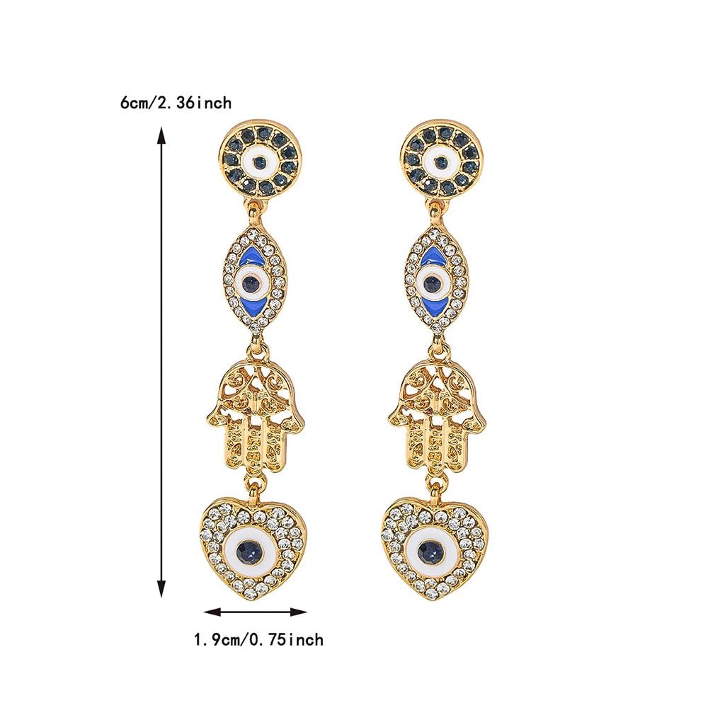 Pendientes de gota de ojo de demonio de cristal de moda euroamericana, joyería mística de ojo azul para mujer