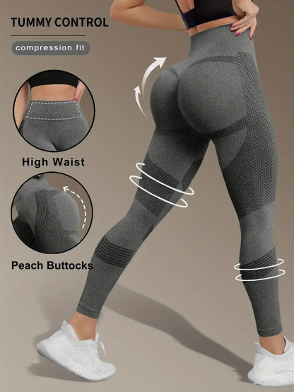 Women's High Waist Seamless Yoga Pants - Quick-Drying、Elastic Sports Pants，Suitable for fitness and training