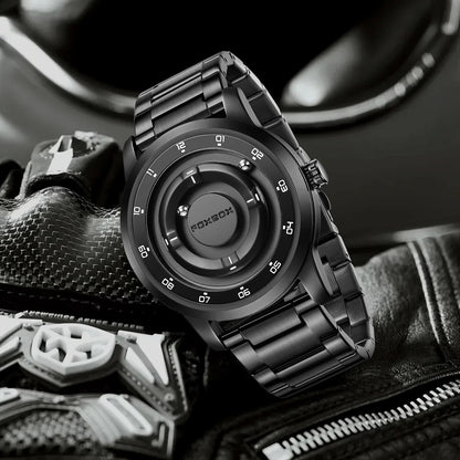 Reloj FOXBOX con diseño de planeta, puntero magnético flotante, rodamiento de bolas libre, creativo, sencillo, resistente al agua, de cuarzo para hombre.