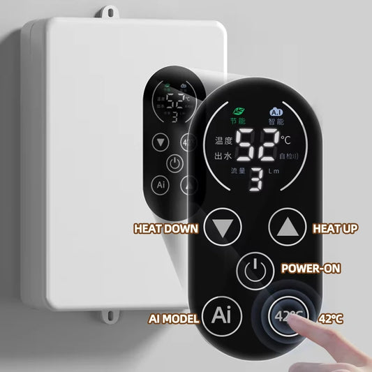 Calentador de agua instantáneo inteligente de pared con ducha eléctrica sin tanque y calentamiento rápido. Termostato para baño y cocina. 110V/220V