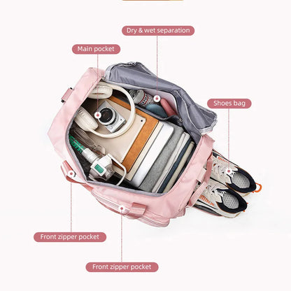 Bolsa deportiva de gimnasio, bolsa de viaje seca y húmeda para mujer, para natación, hombro, bandolera, fitness, viajes al aire libre, bolsa de viaje de fin de semana, bolsa de lona