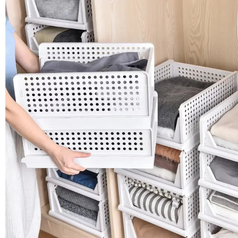 Organizador de ropa, organizador de armario, caja de almacenamiento, apilable, plegable, con cajón, cesta organizadora para juguetes, hogar y cocina.
