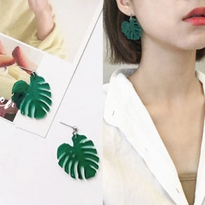 Pendientes acrílicos de moda, grandes hojas colgantes, queso, raíz de loto blanco, asimétricos, joyería creativa de dibujos animados para niñas.