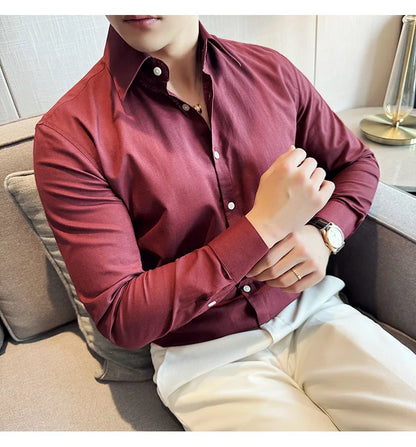 Camisa de hombre de color liso de alta calidad, 55 % algodón y 45 % lino, transpirable y con absorción de sudor, de manga larga. Tallas M-4XL.