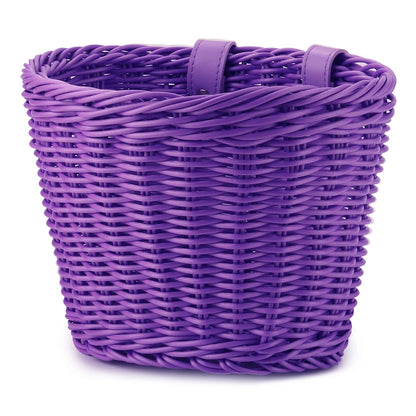 Conjunto de cesta de bicicleta para niños, timbre, borla y pegatinas. Cesta de bicicleta de ratán tejida a mano para manillar delantero. Accesorios de ciclismo.