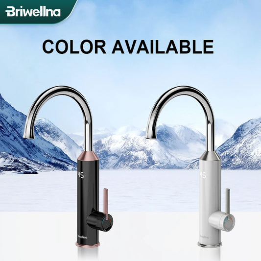 Calentador de agua inteligente Briwellna 220V, grifo de cocina 2 en 1 con pantalla digital, mezclador eléctrico, calentador de agua instantáneo