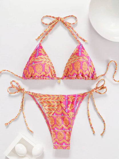 Conjunto de bikini para mujer, novedad de 2025, con tiras laterales ajustables, traje de baño de alta gama, sexy, de dos piezas, para playa, de verano, push up.