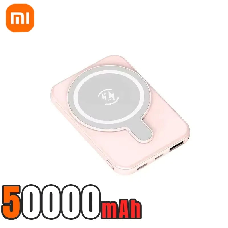 Cargador de batería externo portátil Xiaomi de 500.000 mAh con carga rápida inalámbrica y magnética para iPhone, Huawei y Samsung.