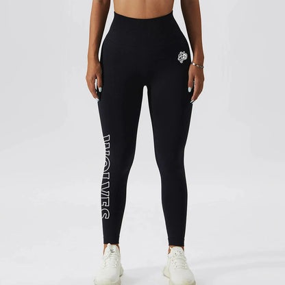 Pantalones de yoga para mujer con estampado de cabeza de lobo en color sólido, tejido de alta calidad, suaves, que no se arrugan, para fitness, correr y entrenamiento.