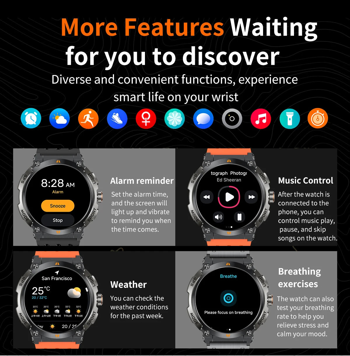 LIGE - Nuevo reloj inteligente con GPS para hombre, llamadas Bluetooth, batería grande de 400 mAh, pantalla AMOLED de 1,43 pulgadas, voz IA, IP68, resistente al agua