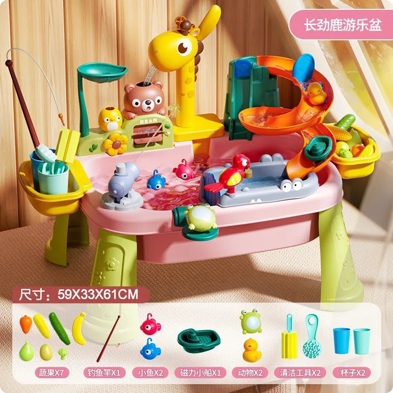 Juguetes de cocina para niños, eléctricos, divertidos, juego de agua, lavabo, pesca, lavavajillas, juego de rol para el hogar, juguete de educación temprana para bebés