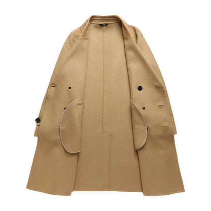 Abrigos largos de lana para hombre, colección otoño-invierno 2025, estilo business casual, color liso, abrigo exterior 100% lana, chaqueta cortavientos