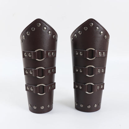 Armadura medieval de cuero sintético para hombre, calentadores de brazos con cordones, guantelete de caballero pirata vikingo, brazalete, accesorios steampunk
