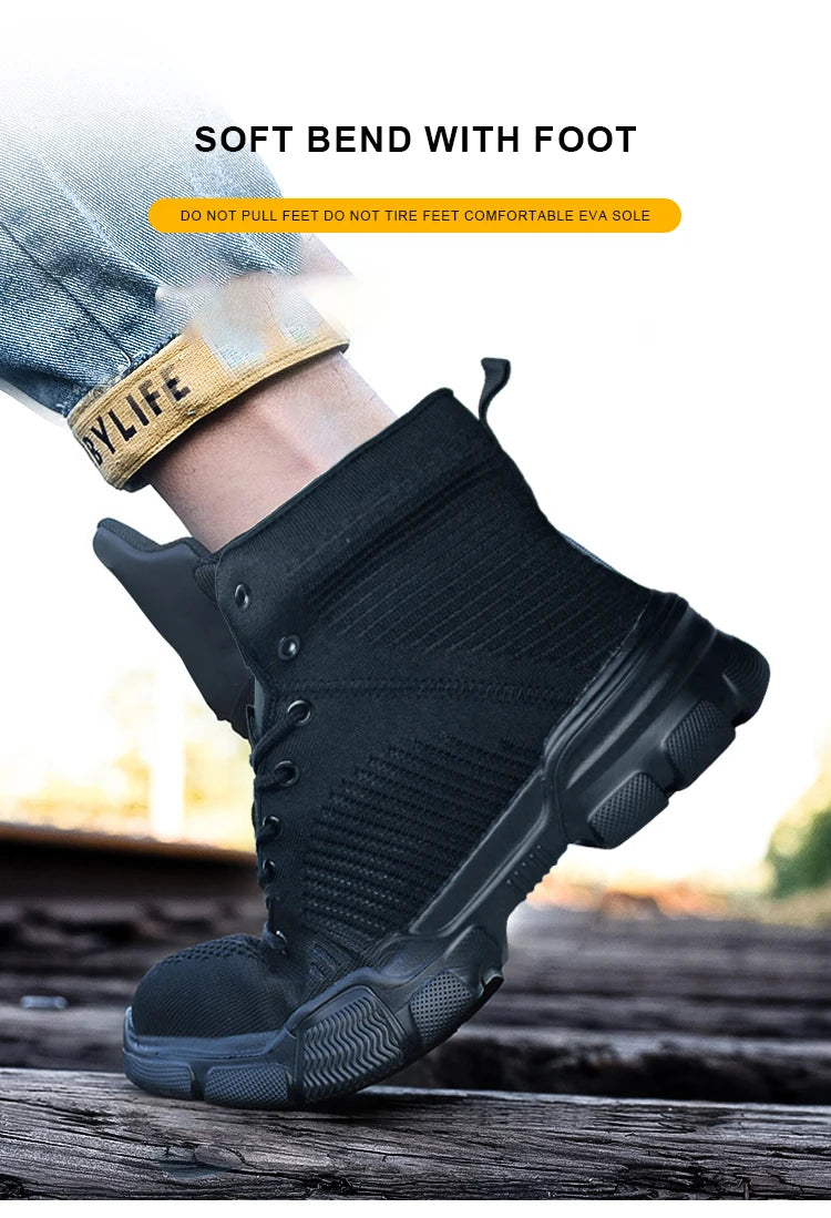 Safety Shoes Man Steel Toe Anti-Puncture Men's Work Shoes Men's Safety Boots Lightweight Men's Boots Security Protective Boot